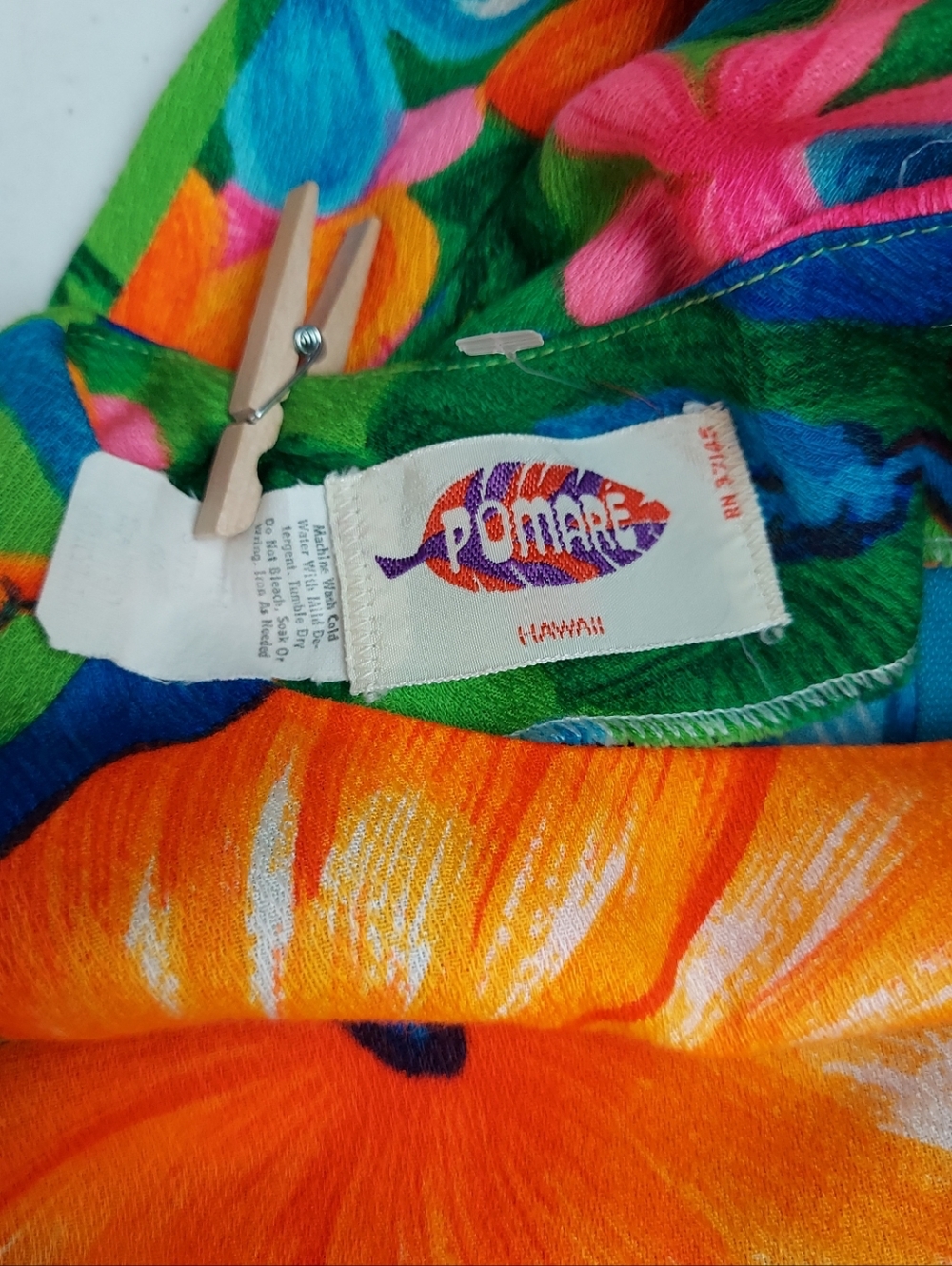 VTG 60/70s Pake Mu'u Maxi Dress POMARE M/L Neon Festival Boho Hippie Psychedelic - Picture 11 of 13